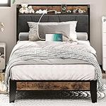 LIKIMIO Twin Bed Frames, Storage He