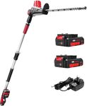 MZK 20V MAX 58 cm Cordless Pole Hedge Trimmer – Long Reach Telescopic Hedge Cutter, Multi-Angle Cordless Hedge Trimmer with 2.4-Metre Extension Pole (2 Batteries & Charger Included)