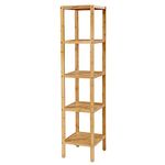 SONGMICS 5-Tier Bamboo Bathroom Shelf, Freestanding Narrow Shelf Unit, Multifunctional Storage Shelf, Corner Shelf, for Kitchen, Living Room, Bedroom, Hallway, Natural BCB55Y