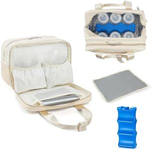 GEMIU Breastmilk Cooler Bag with Ice Pack,Fits 6 Baby Bottles Up to 9 Ounce Breast Milk Cooler Travel Bag Compatible with Wearable Breast Pumps & Accessories for Nursing Mom Daycare Cream