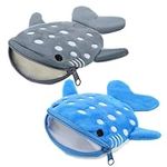 2Pcs Whale Coin Purse, Mabor Cute Kawaii Wallet Whale Purse Plush Coin Pouch with Zipper Mini Cartoon Pouch Portable Sea Animal Change Purse for Girls Women