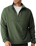 Aulemen Men's Casual Quarter Zip Pullover-Athletic Lightweight Jackets Hiking Golf for Men Mock Neck with Pockets Green L