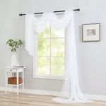 White Sheer Scarf Valance Curtains 