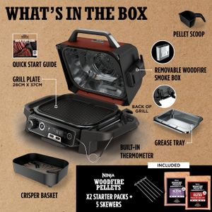 Ninja Woodfire Electric Grill, Red – Outdoor BBQ & Smoker