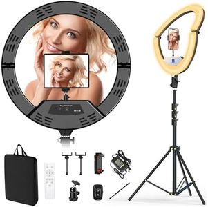Auriani 18" Large Ring Light with 60" Tripod Stand for iPhone, Portable Foldable Bi-Color 2500-6500K LED Big Ringlight for iPad with Bluetooth Remote Video Recording YouTube TikTok Photography Makeup