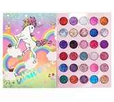 HUDACRUSH Beauty Glitter Eyeshadow Palette - Shimmery Multicolor Shades, Professional Korean Sparkling Eye Shadow Palette For Glittery Unicorn Looks - 30 Shade