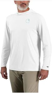 Carhartt Men's Force Sun Defender Lightweight Long-Sleeve Hooded Logo Graphic T-Shirt, White