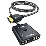 HDMI Switch 2 in 1 Out 4K@60Hz, WARRKY 【3.3ft Fixed Braided HDMI Cable, Aluminum Case, HDCP 2.2】 Bidirectional 2x1 Switcher Splitter UHD Compatible for PS5/4, Nintendo Switch, Roku, FireStick - Black