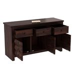 WOODSTAGE Sheesham Wood Sideboard Cabinet With 3 Drawers and 3 Door Cabinet | Multipurpose Storage for Living Room, Office and Kitchen | Durable Wooden Home Furniture | 1 Year Warranty (Walnut Finish)