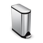 simplehuman 45 Liter / 11.9 Gallon Stainless Steel Butterfly Lid Kitchen Step Trash Can, Brushed Stainless Steel