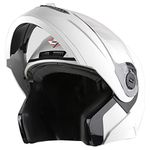 Steelbird SBA-7 7Wings ISI Certified Flip-Up Helmet for Men and Women (Large 600 MM, Dashing White with Clear Visor)