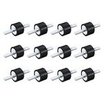 uxcell M5x15mm Rubber Mounts, 12pcs Anti Vibration Isolator Studs Shock Absorber Male for Air Compressors, Garage Motor, Diesel Engines, 15x15mm