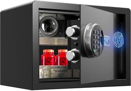 Grimtron Fingerprint Safe - (0.80 cu. ft.) Biometric Safe Box with Silent Mode Small Safe with Backlit Keypad and LED Light, Smart Money Safe, Caja Fuerte with Anti-Rust Closet Safe with Anti-Theft