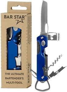 Bar Star Bartender's All-in-One Bar Tool Set: Corkscrew, Zester, Citrus Knife and Bottle Opener Kit with Magnet for Picnics, Tailgating, BBQs, Camping, Travel, Beach Parties and Bartending, Blue