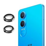 EMUNKS Metal Ring Camera Lens Protector for oneplus ce 4 lite 5g - Scratch-Resistant/3D Anti Shock/Anti-Scratch/Camera Tempered Glass (Black) (PACK OF 1 (2 Pieces)