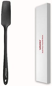 Vovoly Silicone Jar Spatula, Small Head with Long Handle, Rubber Spatulas Scraper for Jar, Blender, Bottle, etc. High Heat Resistant for Nonstick Cookware, Seamless, BPA Free, 11.2 Inch, Black.