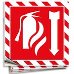 Fire Extinguisher Signs Stickers - 4 Pack 7x7 Inch - Premium Self-Adhesive Vinyl, Laminated for Ultimate UV, Weather, Scratch, Water and Fade Resistance, Indoor and Outdoor