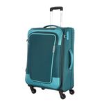 American Tourister Icor (Medium) 70Cms|Carry On Trolley Bag for Travel|Wet Pocket|Expandable|Polyester Luggage|Combination Lock|4 Spinner Wheel Suitcase for Men & Women (Teal)|Light Weight & Durable