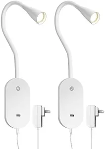 deeloop LED Wall Mount Reading Light for Bed, Reading Lamp with USB Output 5 Brightness Levels Touch Control Book Lights, 4000K Bedside Lamp Flexible Gooseneck, 2 Easy Install Options