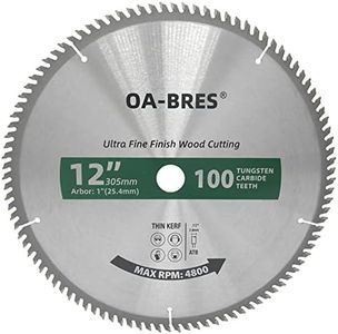 OA-BRES 12-Inch Miter / Table Saw Blades, 100-Tooth ATB TCT Ultra Fine Finish Wood Cutting Circular Saw Blade with 1-Inch Arbor,Silver