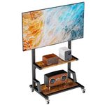 AENTGIU Rolling Tv Stand: Mobile TV Stand for 32" to 75" All Brand TVs, Lockable Rolling Wheels TV Cart with Metal TV Mount and 2 Tier Wood Shelf for Home, Office, All Hardware Included