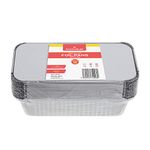 STACKABLES ~ Pack of 15 Medium Loaf Aluminium Foil Pans with Lids 21 x 10.5 x 5.5cm ~ Approx. 1 Litre Containers Foil Trays for Baking Roasting Cooking & Food Storage