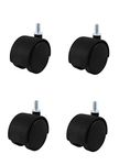 Onlyeasy Office Chair Wheels (Caster) Heavy Duty Screw Type Nylon, Revolving Chair Wheel Set of 4, Black