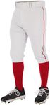 CHAMPRO Boys' Standard Triple Crown 2.0 Baseball Knickers with Braid, White, Scarlet