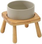 Havniva Raised Dog Bowl Non-Slip Ceramics Dog Bowl Adjustable Height Medium Dog Bowl Dog Food Bowl Dog Dish Cat Water Bowl Protect Cervical Spine (6in Bowl + Chair Stand, Grey)