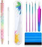 8 Pieces Pin Pen Weeding Tool Vinyl Weeding Tool with Rainbow Retractable Air Release Pen and Refill Vinyl Squeegee Vinyl Tweezers Weeders for Lettering Cutting Splicing Accessories (Scale Style)