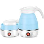 AHDXKUE Foldable Electric Kettle, Mini Kettle Portable Kettle, 600ML Silicone Travel Kettles Electric Small, Tea Coffee Maker, Travel Kettle with Separable Power Cord for Outdoor Hiking Camping