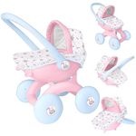 HTI Toys & Games BabyBoo 4 In 1 My First Pram | Childrens Baby Doll Pushchair Stroller Toy Great For Girls & Boys 18 Months+