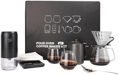 SuperCook Coffee Pour Over Kit Hand Drip with Kettle, Electric Grinder, Camping Travel Coffee Kit Ideal for Anniversary Birthday Gift