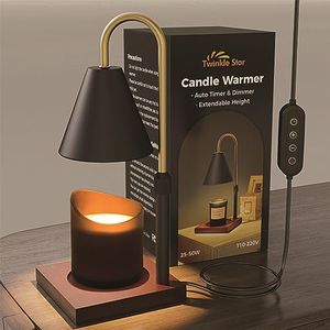 Adjustable Candle Warmer Lamp with Timer, Height and Brightness Control, Compatible with Most Candles, Dimmable Lamp Candle Warmer with 2 Bulbs, Scented Candle Warmer, Black