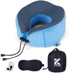 Neck Pillow Memory Foam Pillows for sleeping-Travel Pillow with Eye Mask,Earplugs-travel neck pillow for airplane with travel accessories for Restful Journey (BLUE)