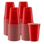 Comfy Package Disposable Party Cups [100 Pack - 18 oz.] Red Drinking Cups