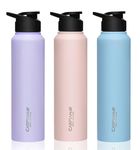 CASPIAN /// Hike Stainless Steel Sipper Water Bottle (Purple S Blue & Pink, 1 Litre, Set of 3)| Leak Proof Thunder for Fridge Home Office Travel School Kids Boys Girls Adults Sports Gym Yoga