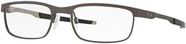 Oakley Men's Ox3222 Steel Plate Rectangular Prescription Eyeglass Frames, Powder Cement/Demo Lens