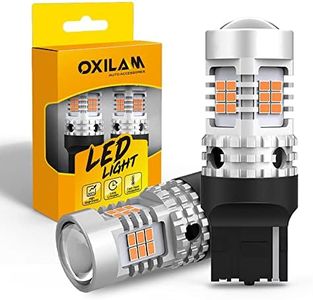 OXILAM 7440 LED Bulbs Amber Yellow 4000LM for Turn Signal Lights with Build-in Load Resistor CANBUS Error Free T20 7440NA 7441 W21W WY21W Blinker Bulb Replacement (2PCS)