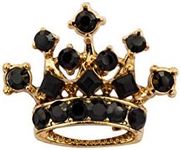 Knighthood Golden Crown with Black Stone Detailing Lapel Pin Brooch Shirt Stud for Men