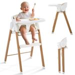 "Convertible High Chairs for Babies & Toddlers. 5-in-1 Adjustable High Chair with Removable Tray, Easy to Clean, Portable (White Khaki)"