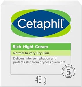 CETAPHIL Rich Night Cream With Hyaluronic Acid 48g, For Dry to Normal Sensitive Skin, Fragrance Free, Paraben Free, Hypoallergenic, Dermatologist Tested