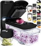 Fullstar Vegetable Chopper & Mandoline Slicer - Julienne Cutter Dicer Grater for Food Veg Onion Cucumber Tomato Salad Potato Cheese - Kitchen Gadgets & Accessories (PRO XL 6-in-1, Black)