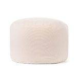 Gouchee Home Dotcom Soleil Bean Bag Round Pouf Ottoman, Beige - Waterproof, Fade-Resistant Ottoman Foot Rest for Indoor/Outdoor - Ottoman Chair Filled with High-Density Polystyrene Beads, 20"D x 12"H