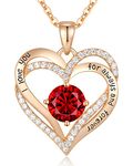 CDE Forever Love Heart Pendant Necklaces for Women 925 Sterling Silver with Birthstone Zirconia, Anniversary Birthday Christmas Gifts for Wife, Jewelry Gift for Women Mom Girlfriend Girls HerRose Gold January Garnet Red