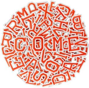 104pcs Orange Iron on Letters Patches, Embroidery Fabric Letters Applique Patch for Clothing, Jackets, Jeans, Hats, Backpacks, Socks