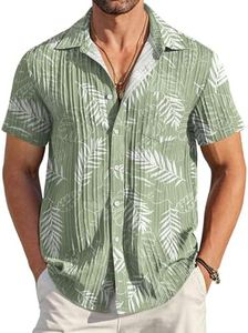 COOFANDY Mens Hawaiian Shirt Short Sleeve Beach Shirts Tropical Cruise Shirt White - Flower Small