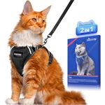 Halypet Cat Harness and Leash Set [ MAX Safety Third Generation ] Escape Proof Soft Adjustable Cat Leash Breathable Comfortable Vest Easy to Wear Kitten Harness for Outdoor Walking