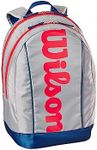 WILSON Junior Tennis Backpack - Grey/Red, Holds up to 2 Rackets