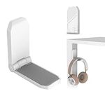 Adhesive Desk Headphone Hanger, PC Gaming Headset Holder Stand, Adhesive Holder Mount for Wall, Foldable Headphones Hook Mount Under Desk - White